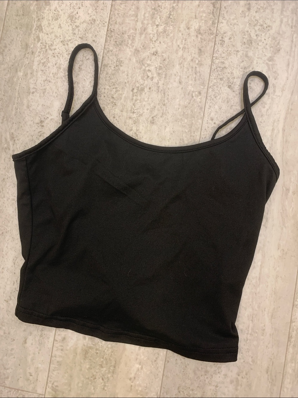 Everyday Black Spaghetti-Strap Cropped Cami